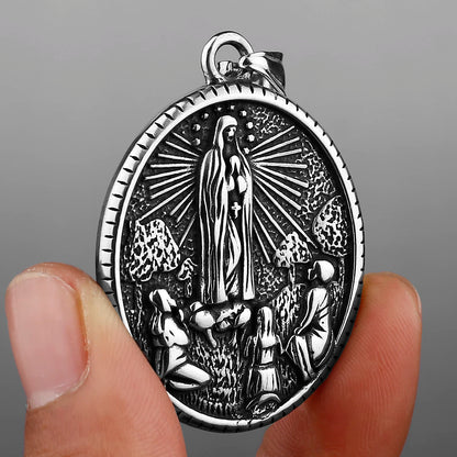 Colar Masculino Nossa Senhora de Fátima em Aço Inoxidável 316L