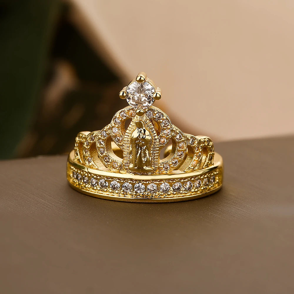 Anel Feminino Dourado Nossa Senhora de Guadalupe