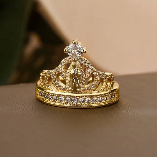 Anel Feminino Dourado Nossa Senhora de Guadalupe
