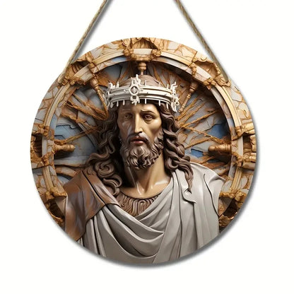 Placa Decorativa 2D de Jesus Cristo em Impressa Madeira - Estilo Retrô