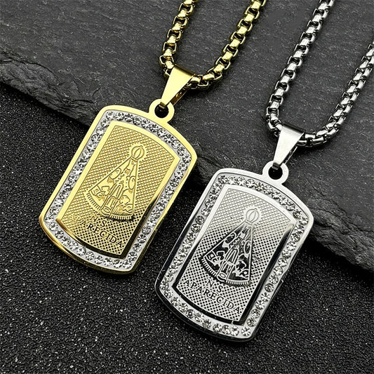 Colar Nossa Senhora Aparecida Dourado em Aço Inoxidável