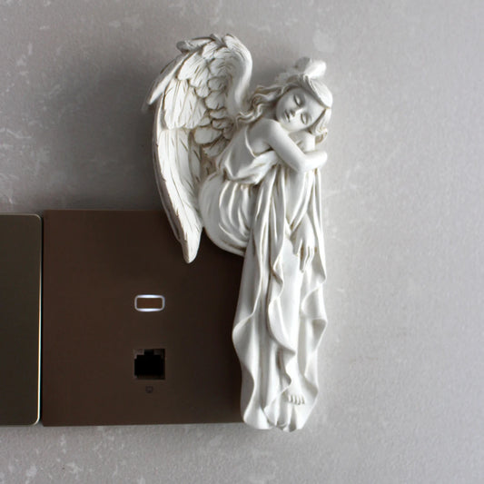 1 anjo direito e moldura da porta de anjo direito ornamento artesanato em resina, ornamento de decoração de casa, anjo requintado protegendo cada pla