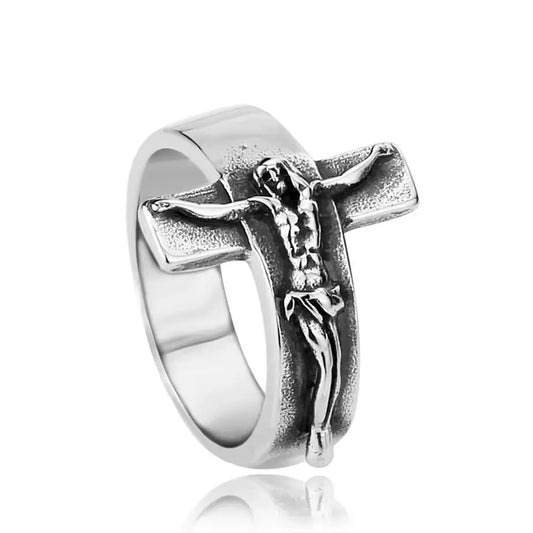 Anel Masculino com Crucifixo Aço Inoxidável