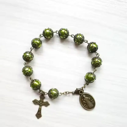 Pulseira Dezena São Bento com Contas de Vidro
